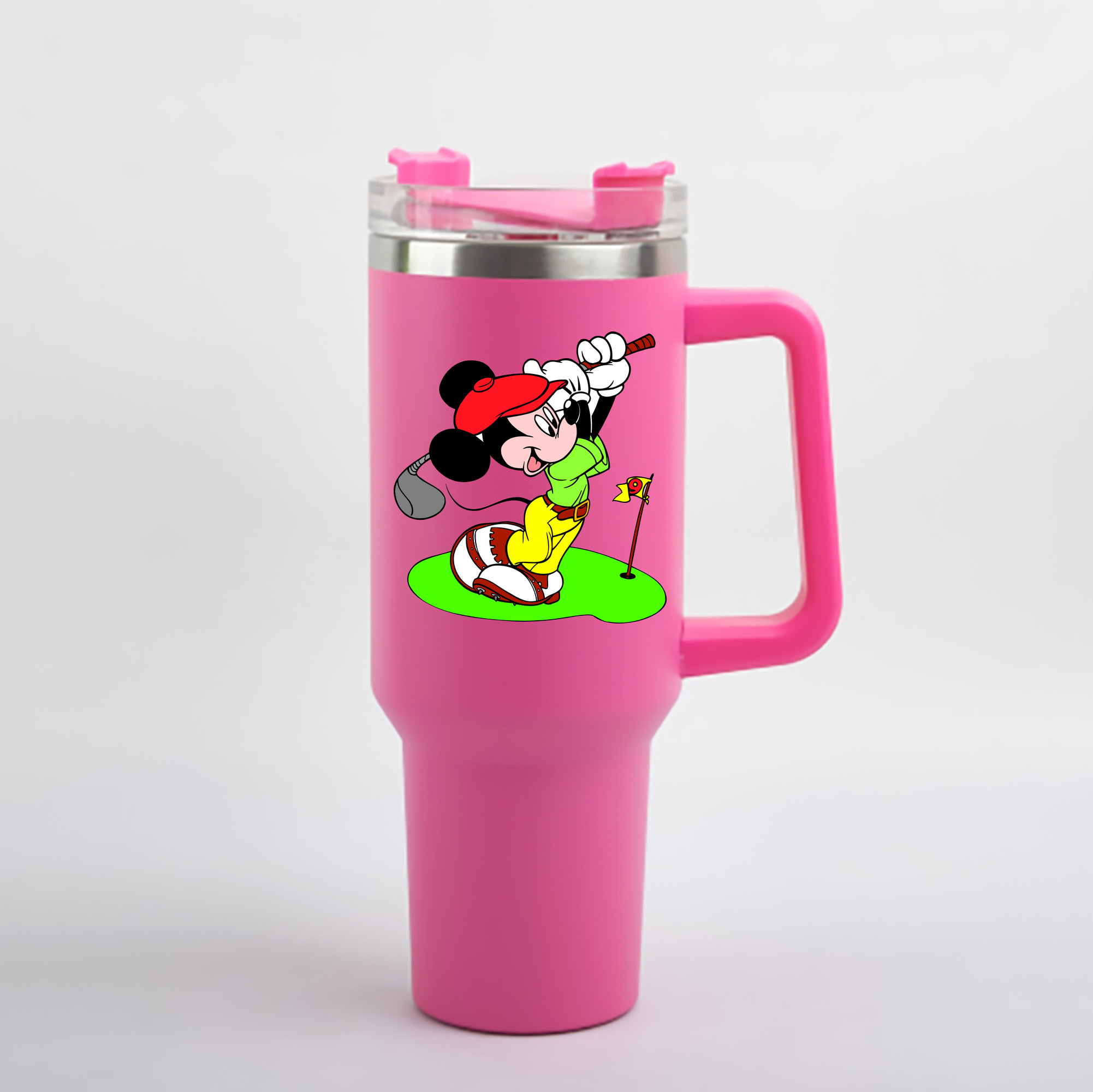 （画像用） ミッキーマウス Mickey Mouse 1200mL車用タンブラー - クリスタルステッカー（プラスチックストロー付き）